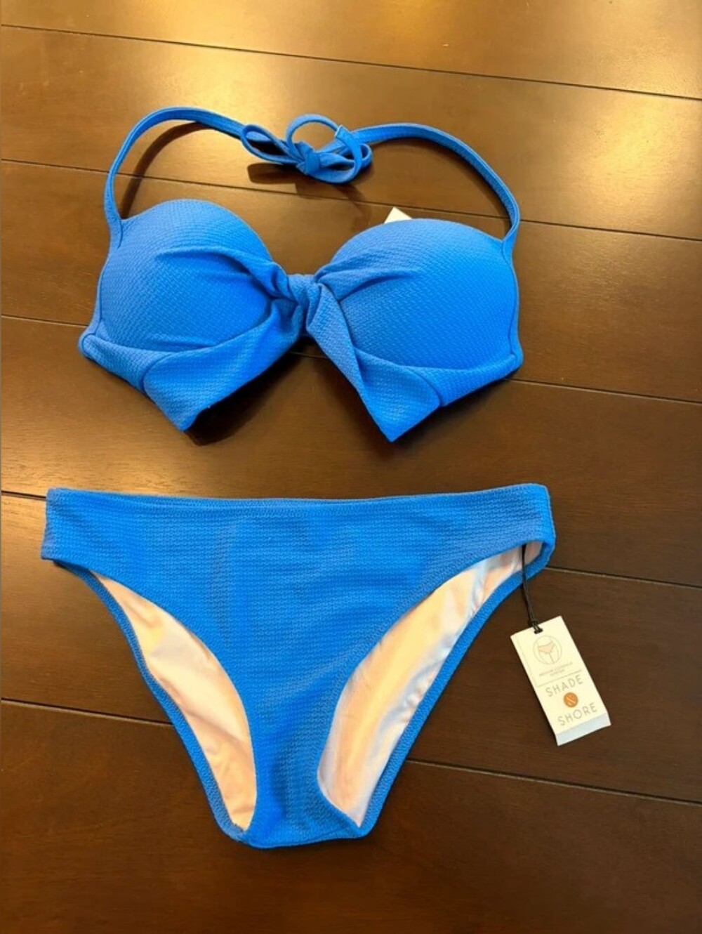 Shade & Shore Bright Blue Textured Bandeau Bikini